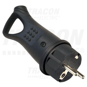 Csatlakozó dugó, védőérintkezővel, gumi, húzófüles