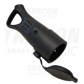 Csatlakozó aljzat, védőérintkezővel, gumi, húzófüles