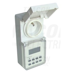   Dugaszolható elektronikus kapcsolóóra, heti,csapos aljzattal