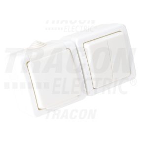 Falon kívüli 2-áramkörös kapcsoló+csatlakozóaljzat