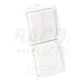   Falon kívüli 2-áramkörös kapcsoló+csatl.aljzat, függőleges