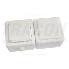 Falon kívüli kétpólusú kapcsoló+csatlakozóaljzat