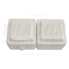   Falon kívüli 2-áramkörös kapcsoló+csatlakozóaljzat, csapos