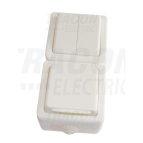   Falon kív. 2-áramkörös váltókapcs.+csatl.aljzat,függ.,csapos