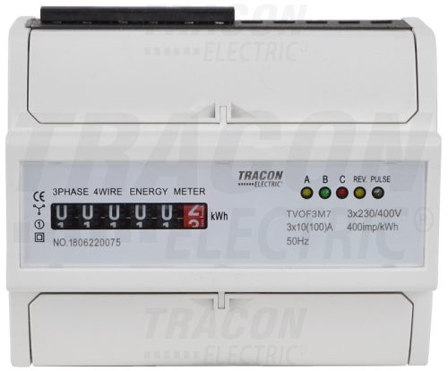 TVOF3M7 Elektromech. fogyasztásmérő, közvetlen, 3 fázisú, 7 modul