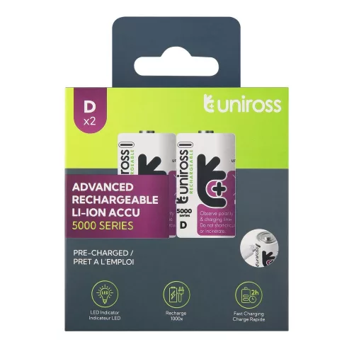 Uniross li-ion tölthető akku D / góliát USB-C 1,5V 2db/csomag
