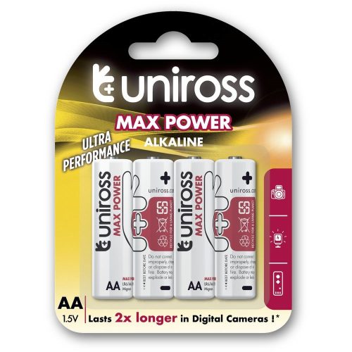 Uniross 1,5V LR6/AA/ceruza tartós alkáli elem MAX POWER 4db/csomag