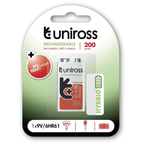 Uniross 9V 200mAh Ni-MH HYBRIO akkumulátor 1db/csomag