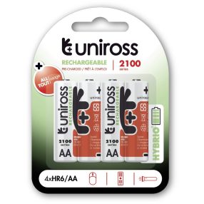   Uniross AA/ceruza 1,2V 2100mAh Ni-MH HYBRIO akkumulátor 4db/csomag