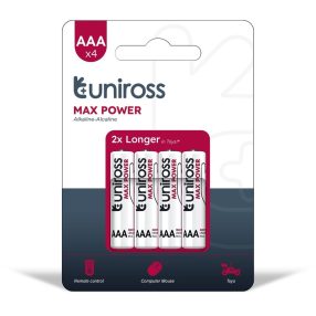   Uniross 1,5V LR03/AAA/mikro tartós alkáli elem MAX POWER 4db/csomag