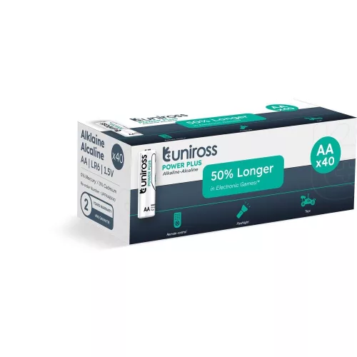 Uniross 1,5V LR6/AA/ceruza tartós alkáli elem POWER PLUS 40db/csomag