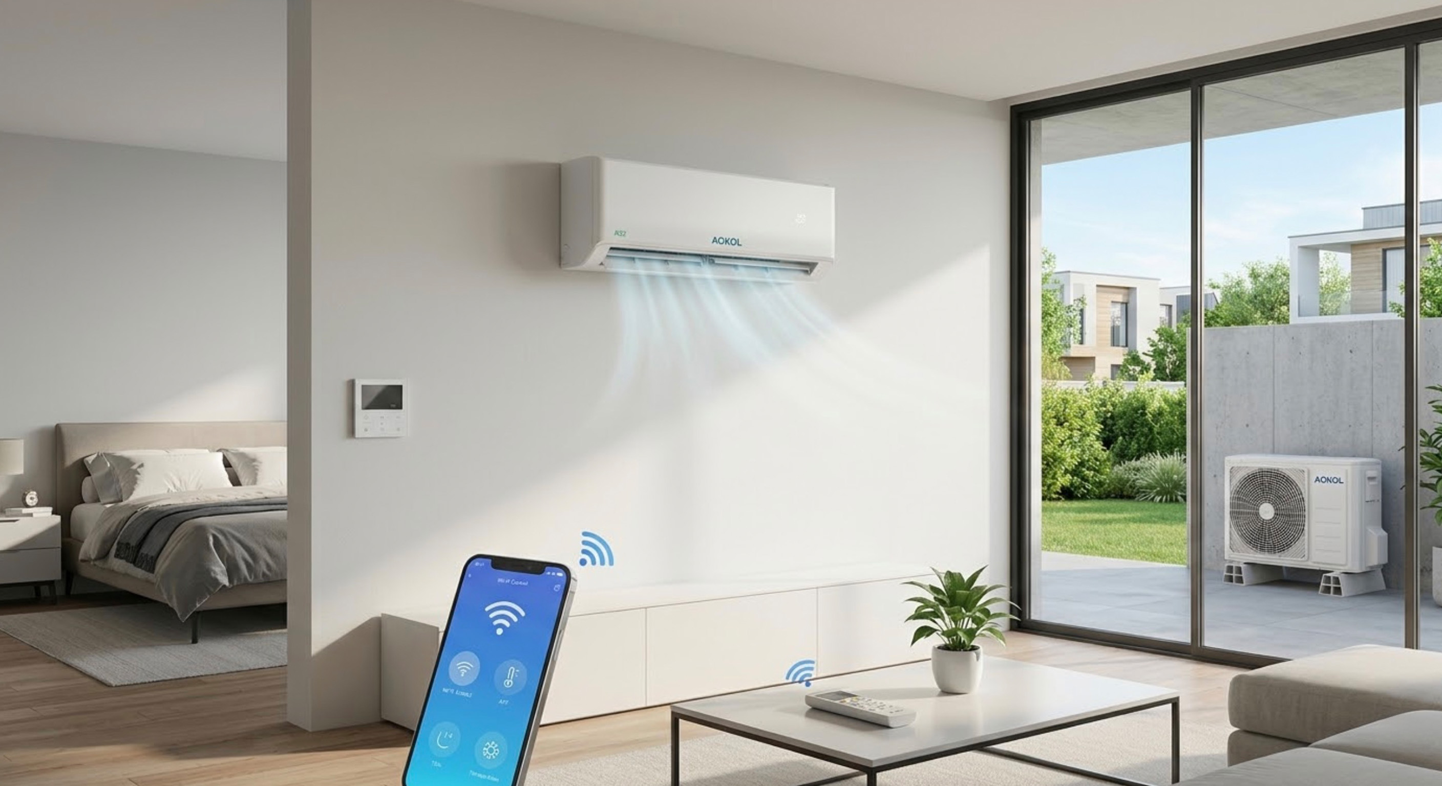 Modern split klíma a falon